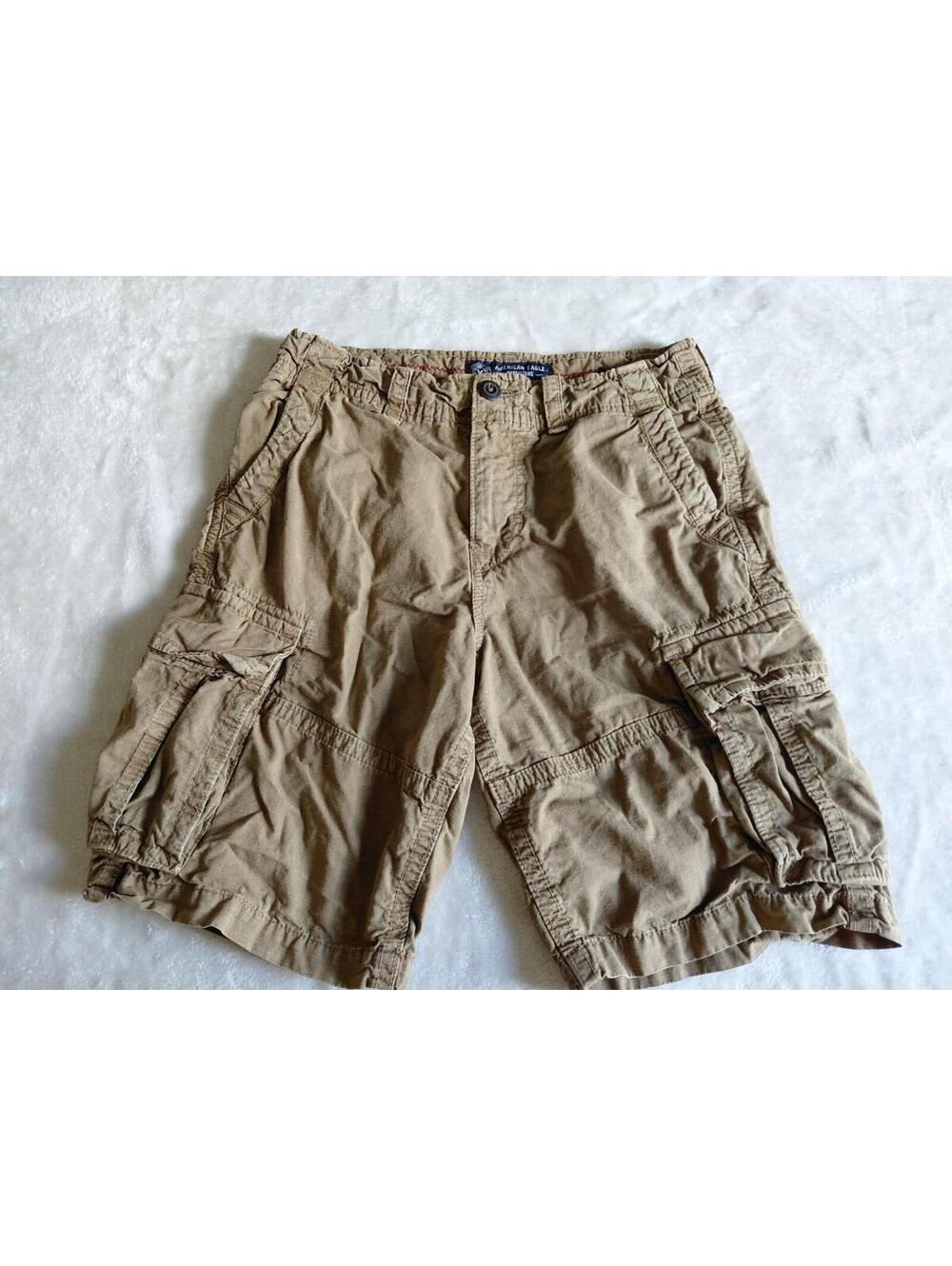 American Eagle Mens 30 Classic Length Cargo Shorts Brown Utility Y2K Baggy